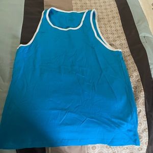 A plain baby blue tank top